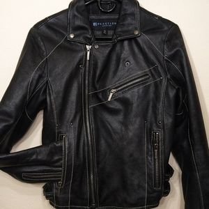 Kenneth Cole Reaction Leather Zippered Moto Jacket